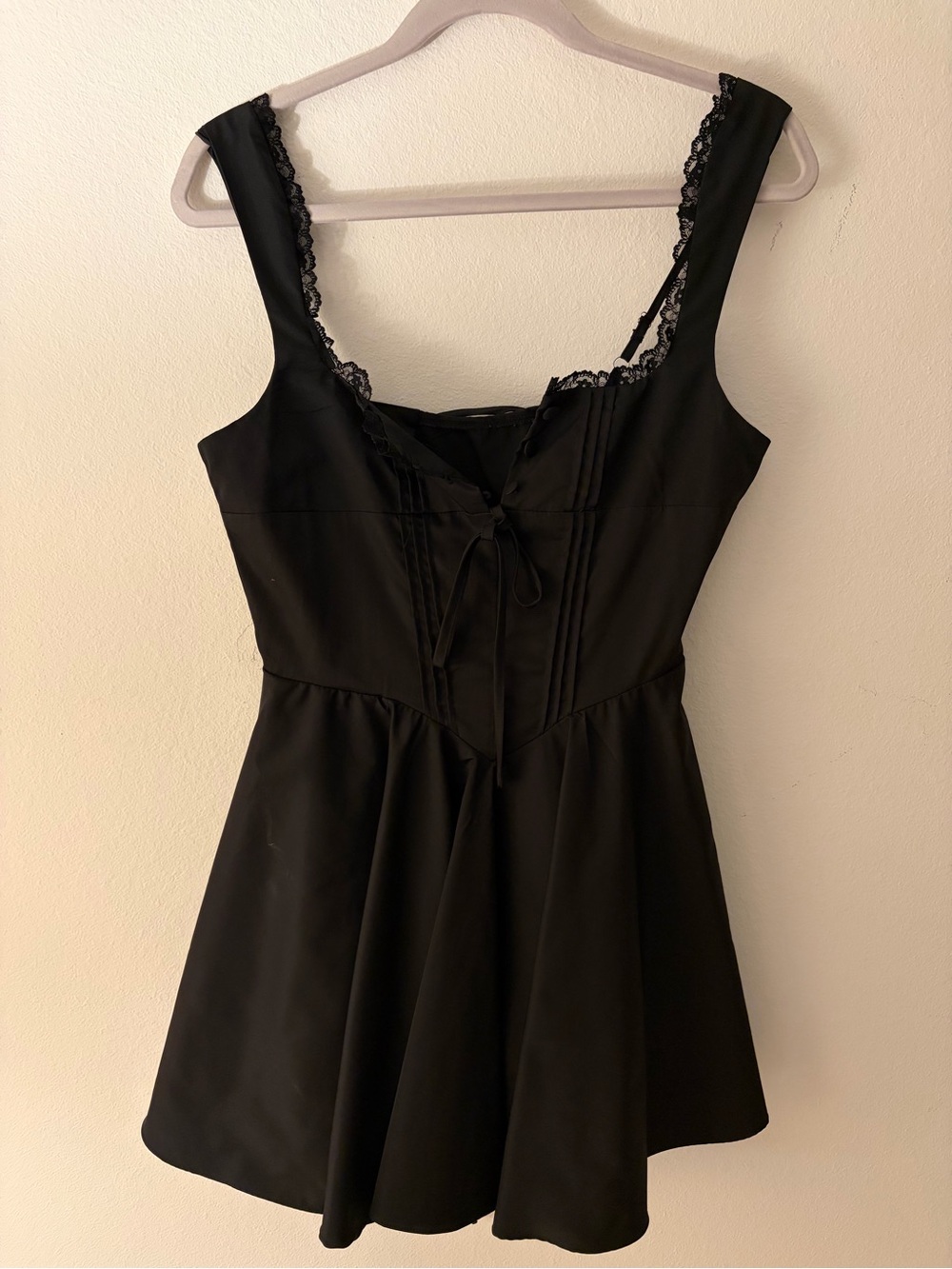 SHEIN Black Lace-Trim Mini Corset Dress